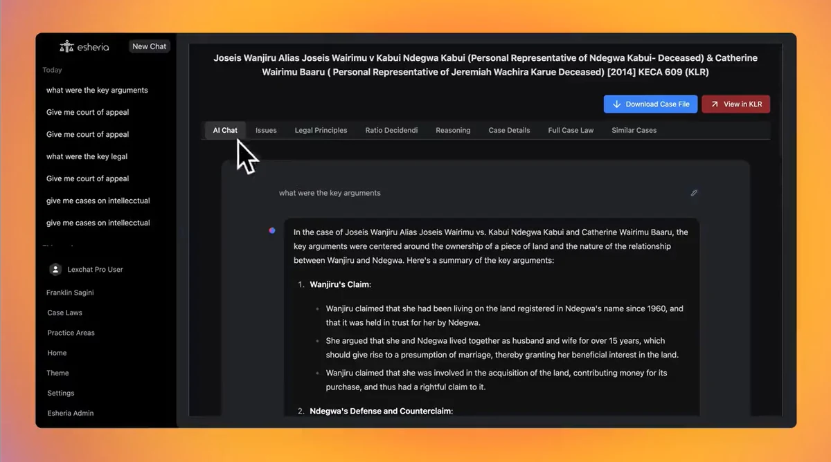 Esheria regulatory intelligence platform interface